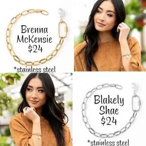 New Plunder "Brenna McKensie" 18K Gold Link Bracelet (7.75") (24/7 Wearability)